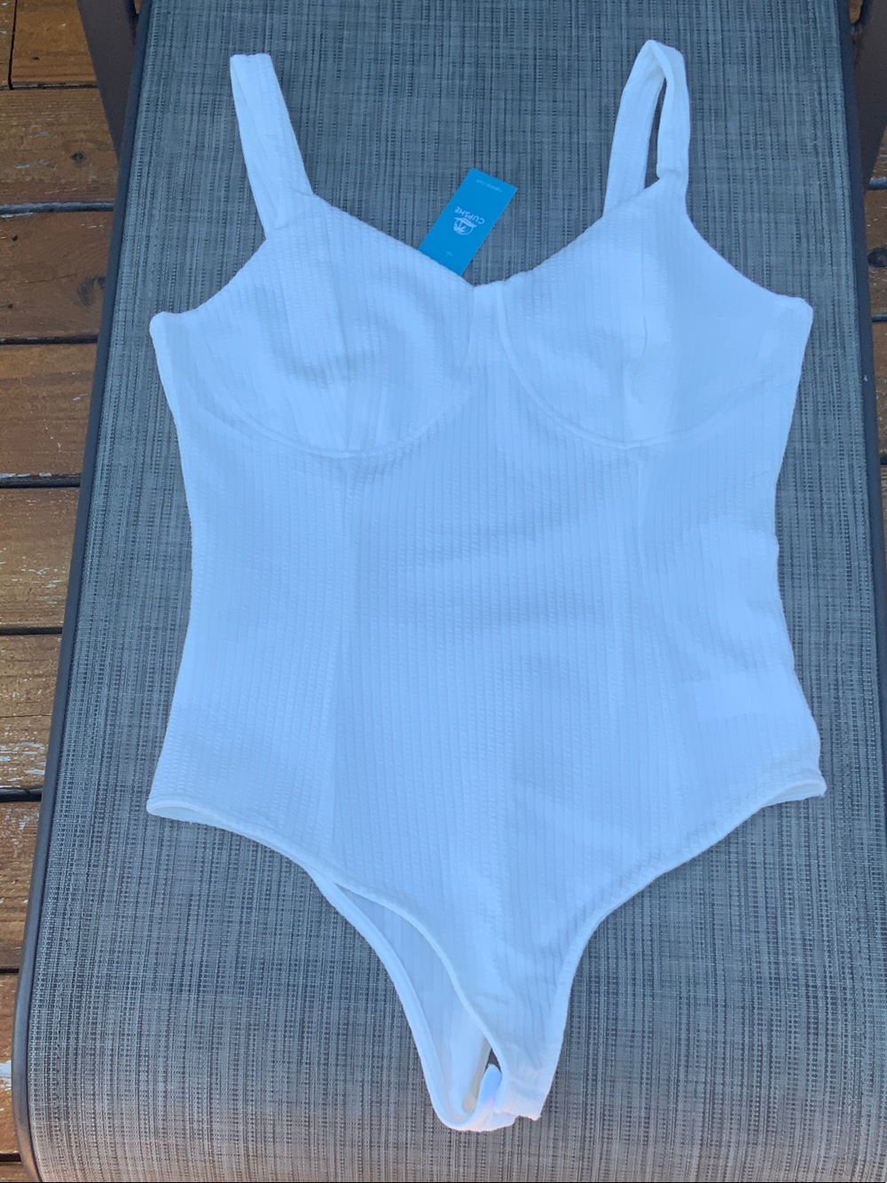 NWT Women’s Cupshe Tank Top Bodysuit In White Size Large